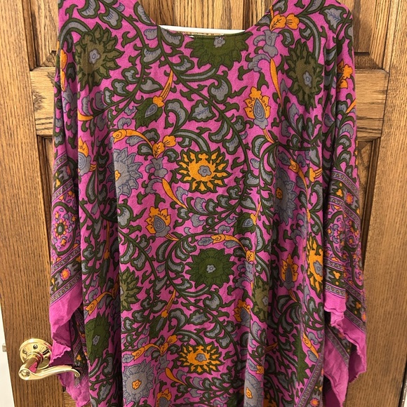 Free People Magic Dance Duster Kimono Vibrant Pink Magenta Patterned One Size - Picture 9 of 9